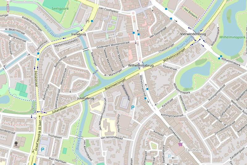 Kaart van de omgeving rond Boeimeerhof 1 in Breda, met het kantoor van Scheidingsdesk in het midden
